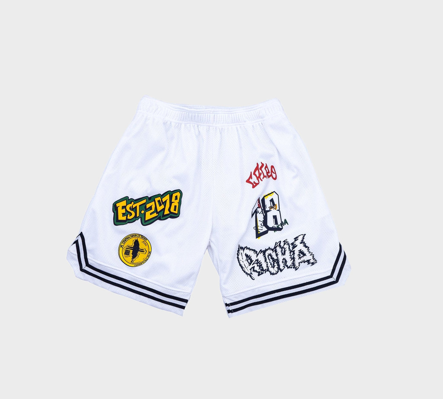 6Patch Basketball Shorts - White - Richa UAE