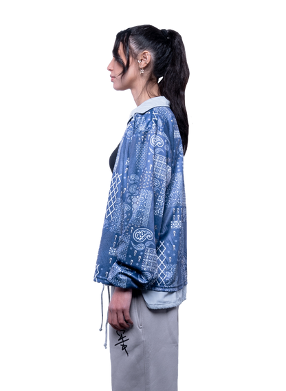 Moroccan Richa Paisley Coach Jacket- Grey