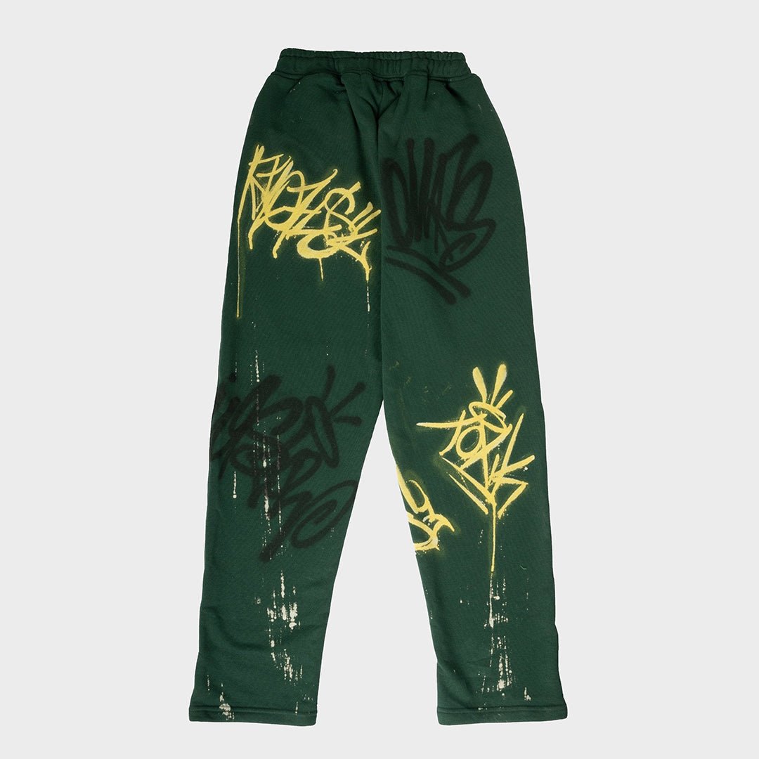 Olive Spray Paint Sweatpants - Richa UAE