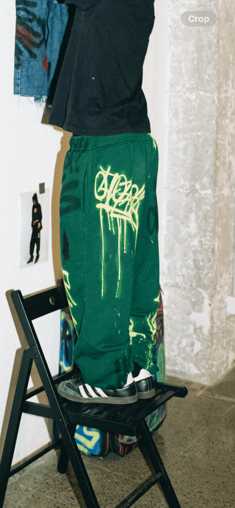 Olive Spray Paint Sweatpants - Richa UAE