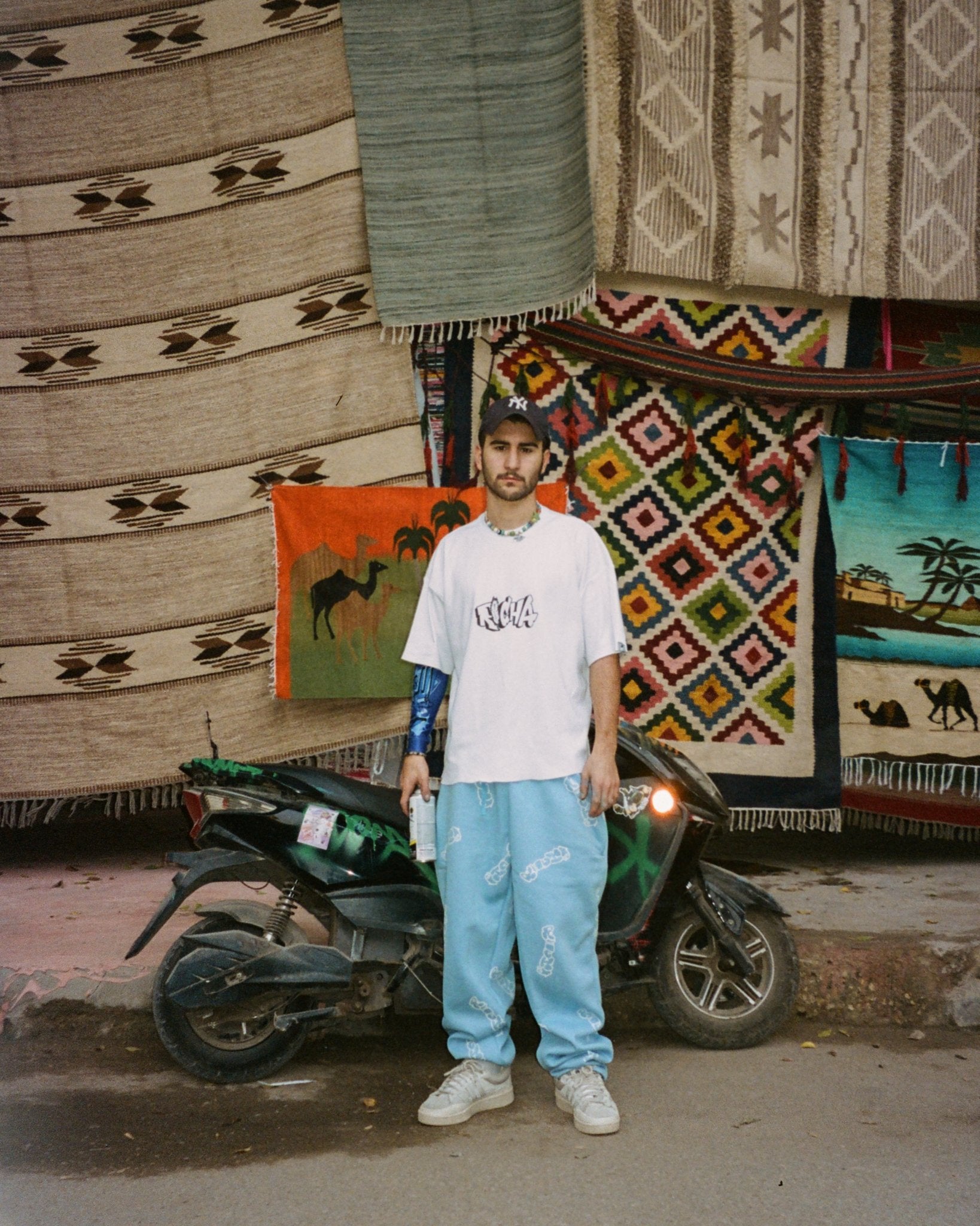 Patterned Blue Richa Sweatpants - Richa UAE