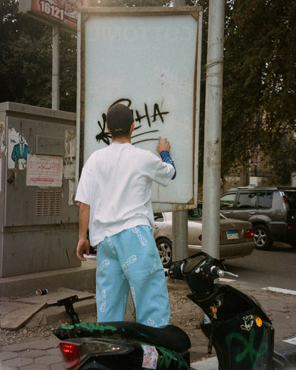 Patterned Blue Richa Sweatpants - Richa UAE