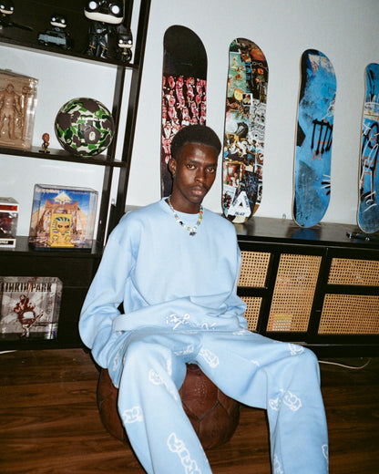 Patterned Blue Richa Sweatpants - Richa UAE