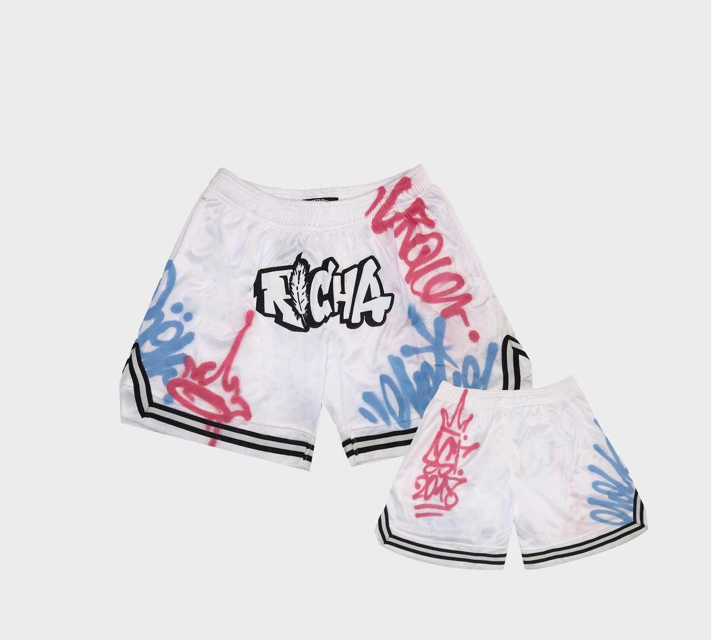 Richa X Toxik Graffiti White Basketball Shorts - Richa UAE