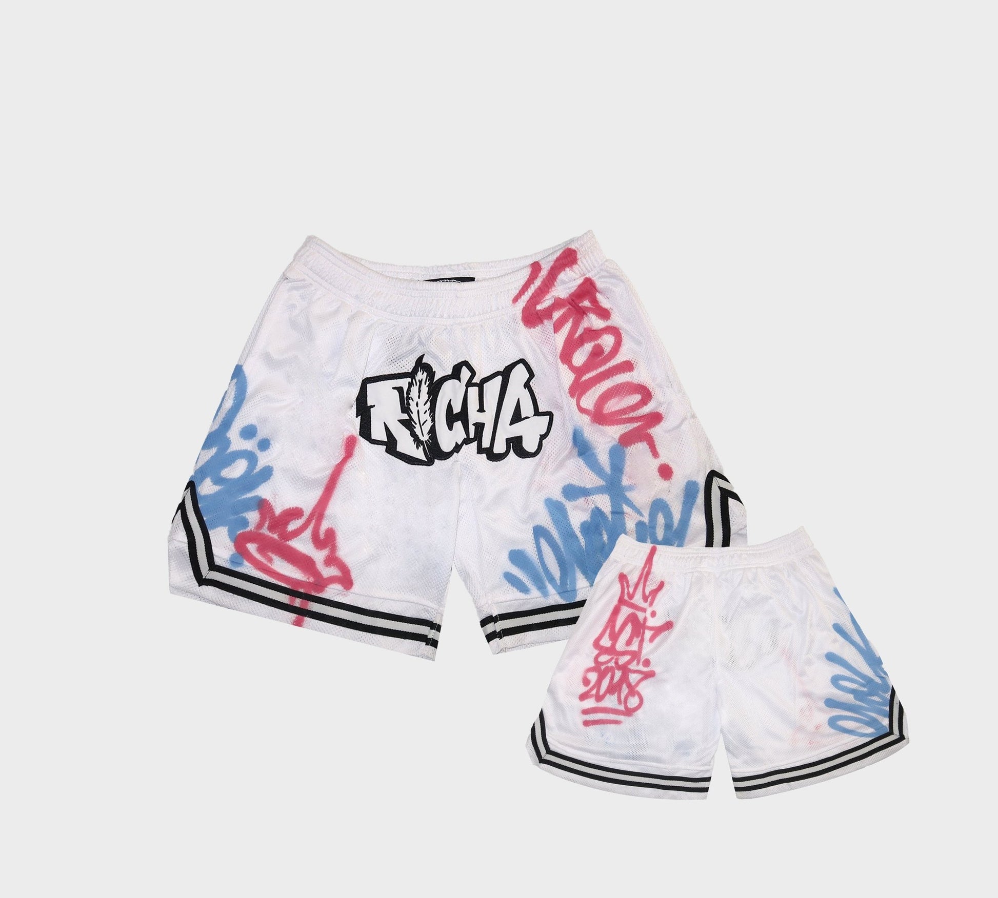 Richa X Toxik Graffiti White Basketball Shorts - Richa UAE