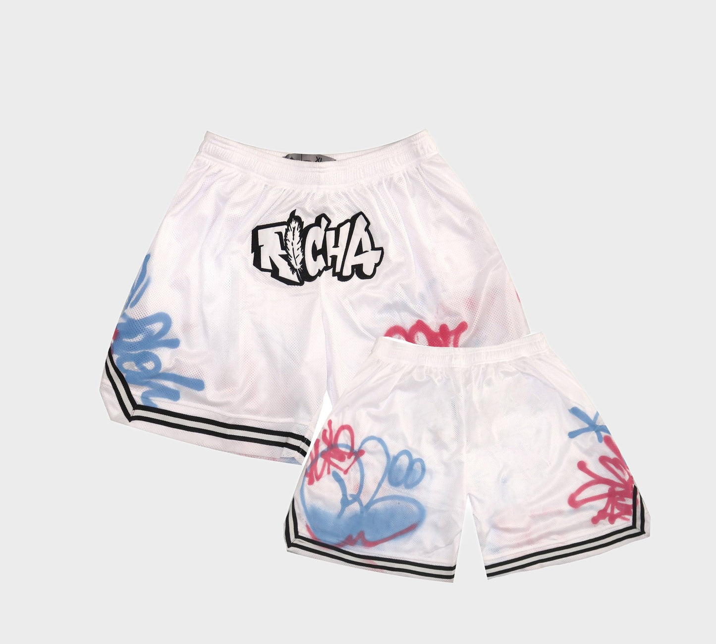 Richa X Toxik Graffiti White Basketball Shorts - Richa UAE