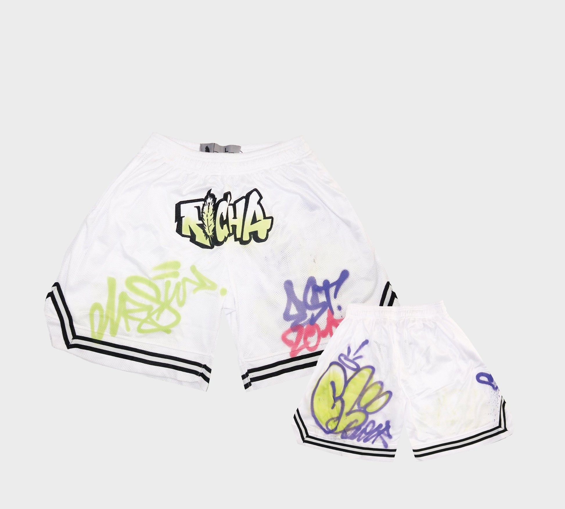 Richa X Toxik Graffiti White Basketball Shorts - Richa UAE