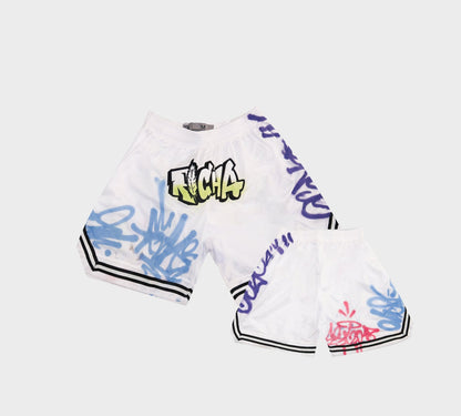 Richa X Toxik Graffiti White Basketball Shorts - Richa UAE